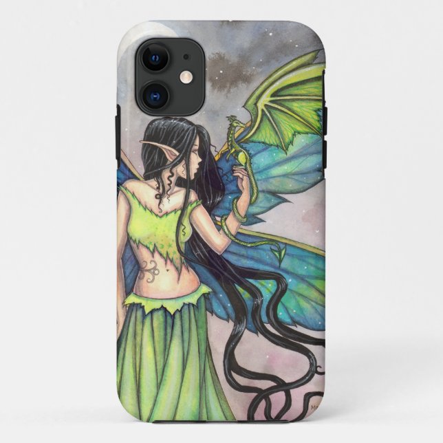 Coques Case-Mate iPhone Green Fairy and Dragon Imaginaire Art (Dos)