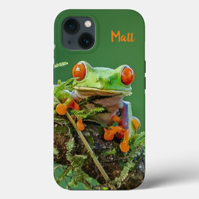 Coques Case-Mate iPhone Grenouille à oeil rouge personnalisée sur une bran (Verso)