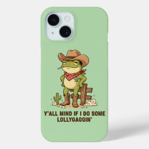 Coque Pour iPhone 15 Grenouille cow-boy mignon qui lambine - Humour de