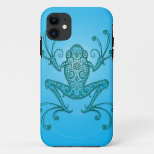 Coques Pour iPhone Grenouille d'arbre bleu-clair complexe