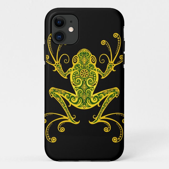 Coques Case-Mate iPhone Grenouille d'arbre verte et noire complexe (Dos)
