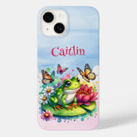 Grenouille, fleurs et papillons personnalisés