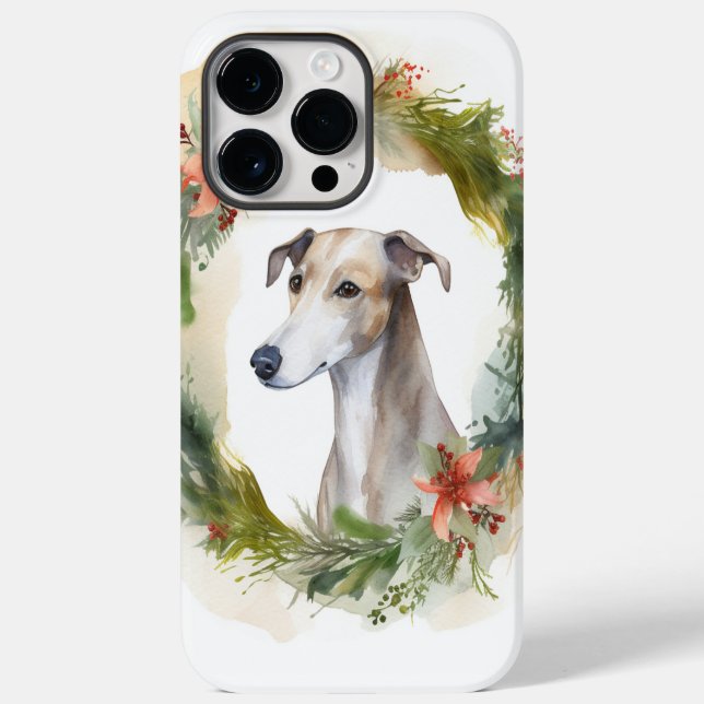 Coques Case-Mate iPhone Greyhound Christmas Wreath Festive Pup (Verso)