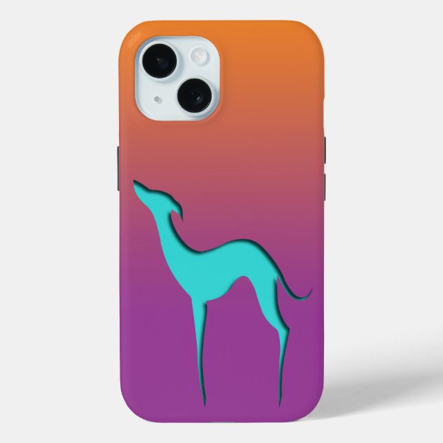 Coques Case-Mate iPhone Greyhound Whippet chien bleu orange violet ombre (Verso)