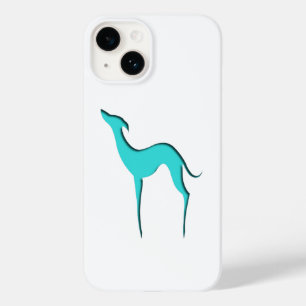 Coques Pour iPhone Greyhound Whippet dog Elégant silhouette turquoise