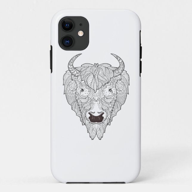 Coques Case-Mate iPhone Griffonnage de tête de bison (Dos)