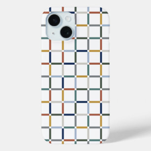 Coque Pour iPhone 15 Grille colorée avec espace négatif Art Nouveau