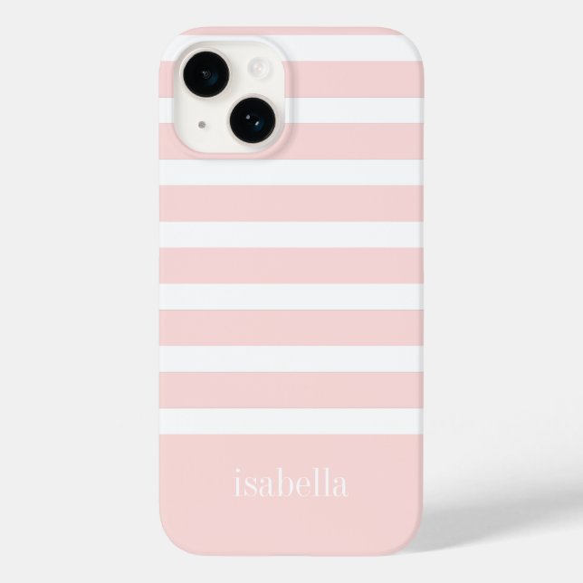 Coques Case-Mate iPhone Grille rose et blanche moderne avec Monogramme (Verso)