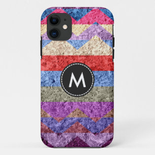 Coque iPhone 11 Grilles colorées Chevron Vintage #5