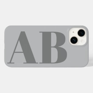 Coque Pour iPhone 14 Gris argent moderne initial minimal contemporain