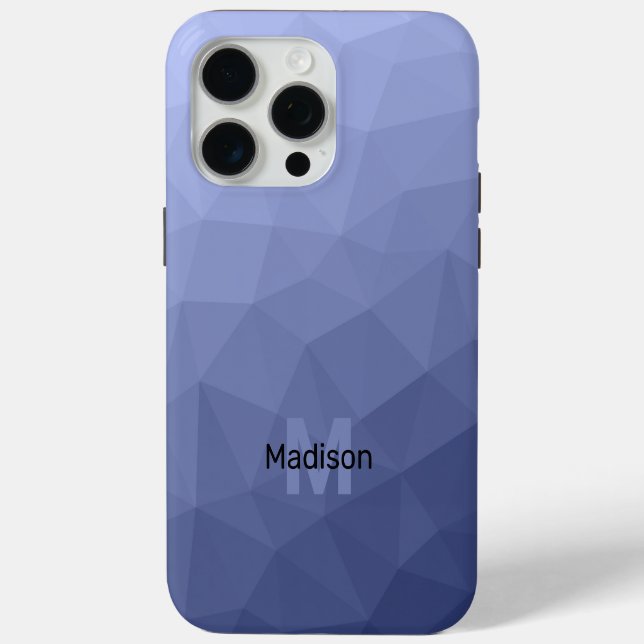 Coques Case-Mate iPhone Gris bleu ombre géométrique motif Monogramme (Verso)