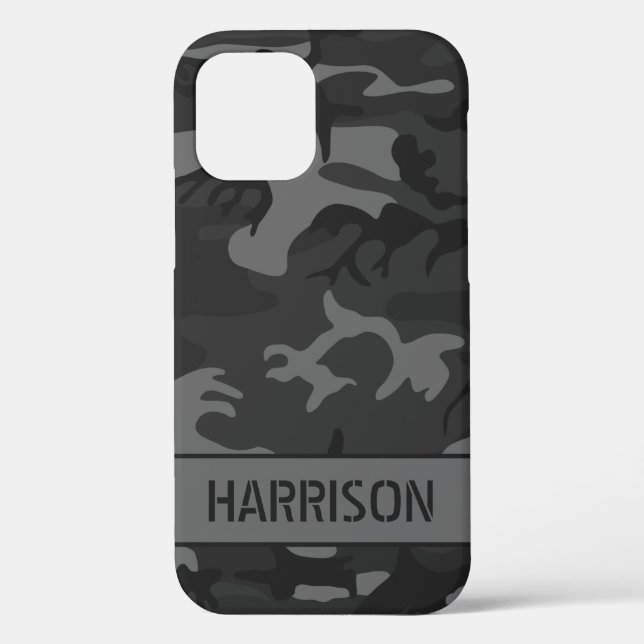 Coques Case-Mate iPhone Gris Camouflage Monogramme (Verso)