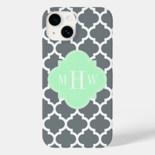 Coques Pour iPhone Gris Charbon Blanc Marocain #5 Menthe Nom Monogram