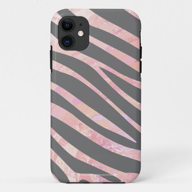 Coques Case-Mate iPhone Gris clair et rose Zebra (Dos)
