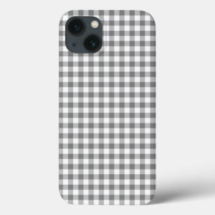 Coques Pour iPhone Gris et blanc Checkered