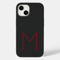 Gris Noir Rouge Bold Monogramme Moderne Votre nom