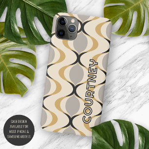 Case-Mate iPhone Case Gris Ocres Jaune Moutarde Ivoire Motif Vague Ogee