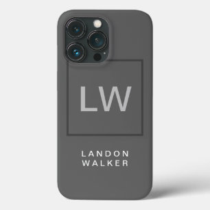Case-Mate iPhone Case Gris professionnel simple moderne initiales monogr