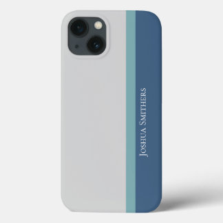 Case-Mate iPhone Case Gris rayé moderne, Turquoise & Bleu