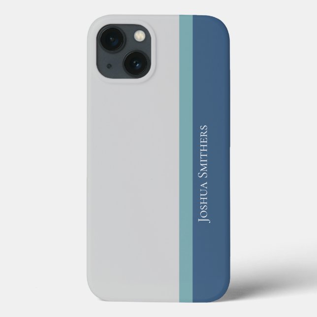 Coques Case-Mate iPhone Gris rayé moderne, Turquoise & Bleu (Verso)
