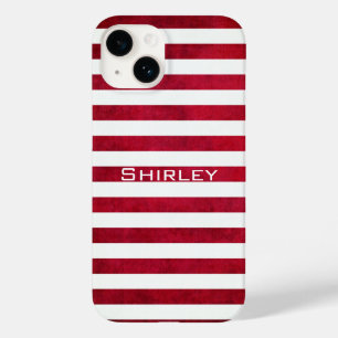 Coque Pour iPhone 14 Gris rouges et blancs sur la texture du tissu par