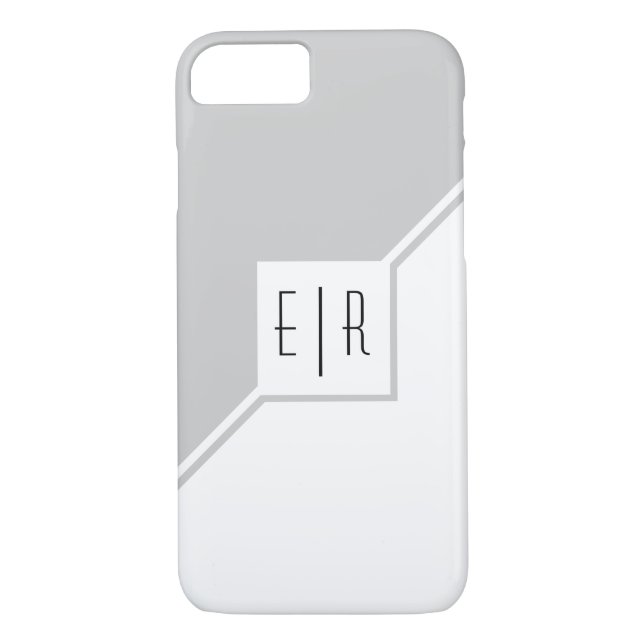 Coques Case-Mate iPhone Gris, triangles blancs, monogramme moderne géométr (Dos)