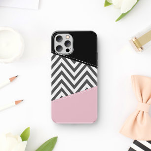 Case-Mate iPhone Case Gris Zigzag, Gris Chevron, Motif Zigzag, Rose