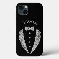 Groom Tuxedo Silver Typographie Mariage noir