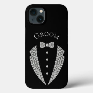 Case-Mate iPhone Case Groom Tuxedo Silver Typographie Mariage noir