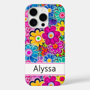 Coques iPhone 16 Pro Groovy Rétro Floral Personnalisé