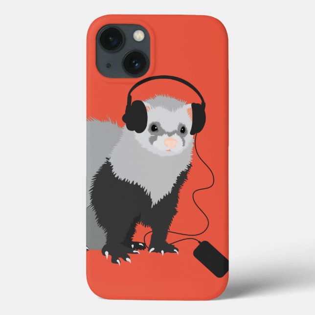 Coques Case-Mate iPhone Gros casques protecteurs Funny Music Lover Ferret (Verso)