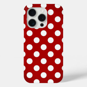 Coque iPhone 15 Pro Gros Pois blancs Sur Beau Rouge