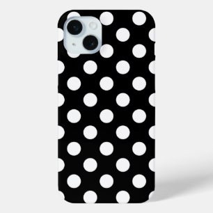 Coque iPhone 15 Mini Gros Pois Noir Et Blanc Trend Design