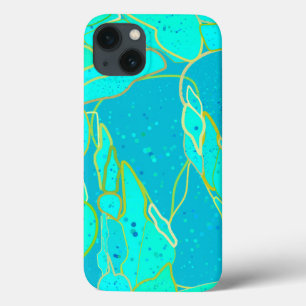 Coques Pour iPhone "Grotte marine" abstrait - turquoise, bleu, or