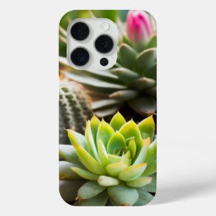 Coque iPhone 15 Pro Groupement de cactus et succulents