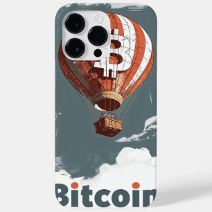Coque Pour Pour iPhone 14 Pro Max Grunge Bitcoin hot air balloon Blockchain design