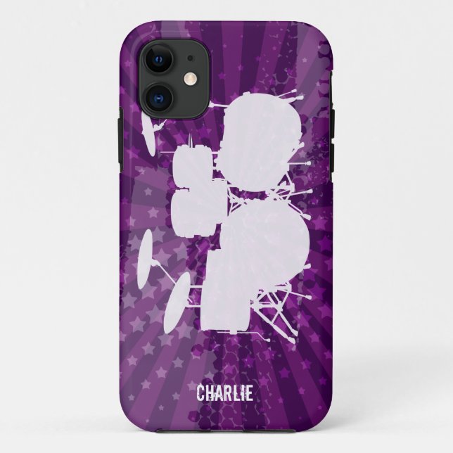 Coques Case-Mate iPhone Grunge Drums Purple Burve (Dos)