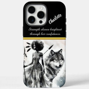 Coques iPhone 16 Pro Max Guerrier de la nature avec un compagnon de loup fé