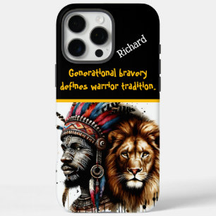 Coques iPhone 16 Pro Max Guerrier emplumé avec un lion