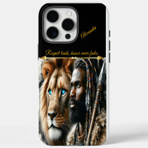 Coques iPhone 16 Pro Max Guerrier royal avec compagnon de lion.