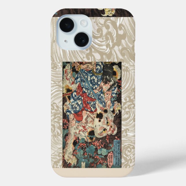 Coques Case-Mate iPhone GUERRIÈRE JAPONAISE TUANT UN CHAT MONSTREUX Ukiyoe (Verso)