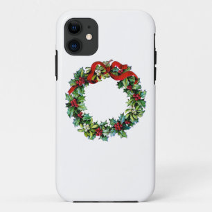 Coque iPhone 11 Guirlande de Noël de houx et de gui