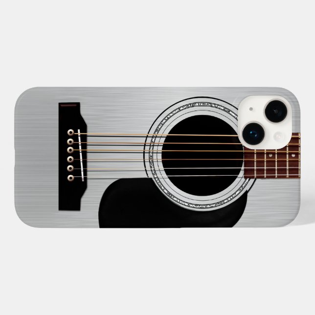 Coques Case-Mate iPhone Guitare acoustique supérieure en argent (Verso (horizontal))
