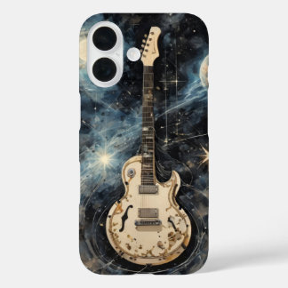 Coques iPhone 16 Guitare électrique flottant dans l'espace musical