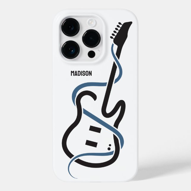 Coques Case-Mate iPhone Guitare stylisée de texte personnalisé (Verso)