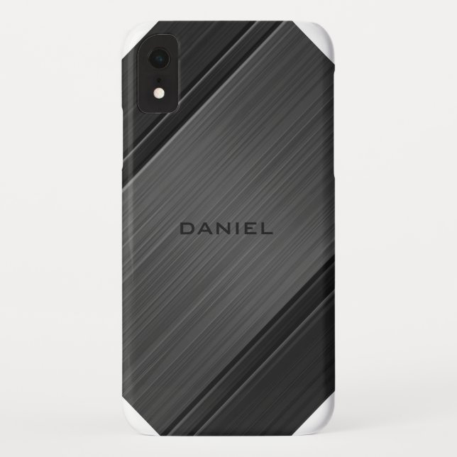 Coques Case-Mate iPhone Gunmetal Grey Texture Design Nom personnalisé (Dos)