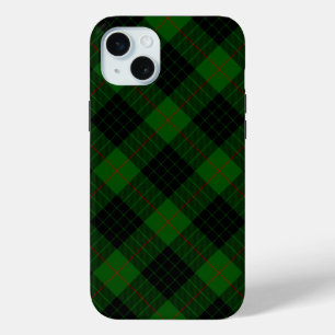 Coque iPhone 15 Mini Gunn tartan vert noir plaid