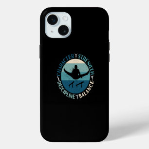 Coque iPhone 15 Mini Gymnastique masculine Caractère Force Discipline