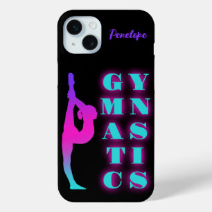 Coque iPhone 15 Mini Gymnastique violet rose turquoise Ombre Personnali