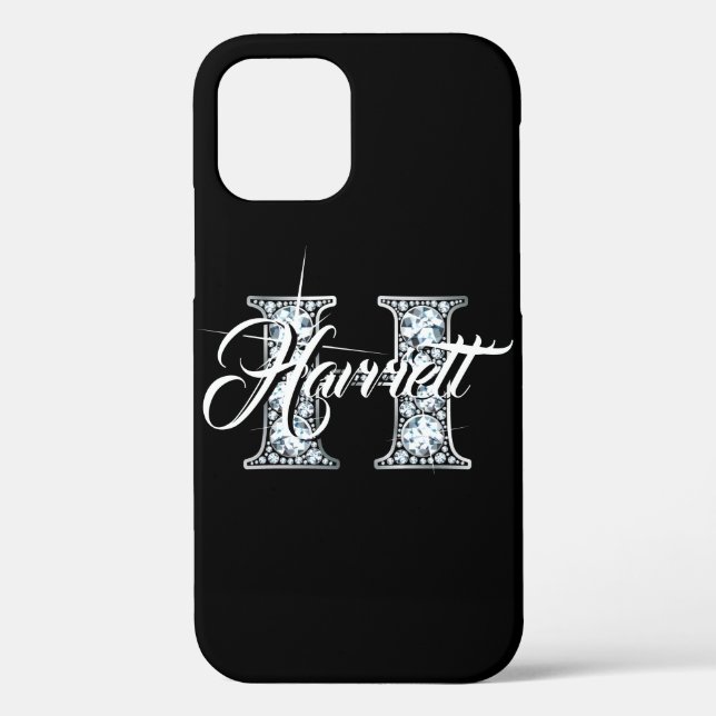 Coques Case-Mate iPhone H Faux Diamond Bling Monogramme (Verso)
